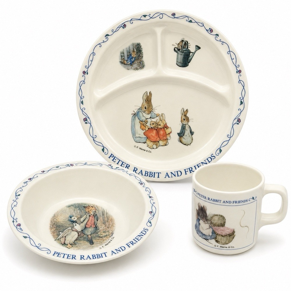 Vintage Eden Peter‎ Rabbit & Friends 3 Piece Melamine Child Dinnerware Set
